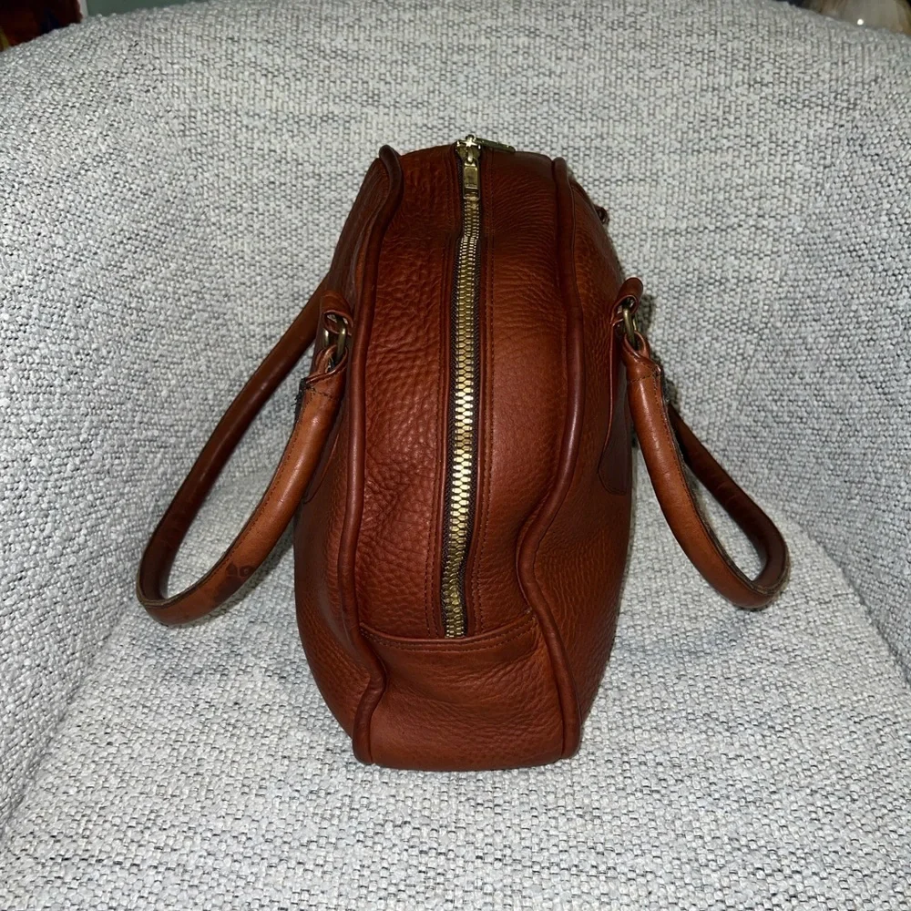 Paublino Delvalle Rich Tobacco Brown Pebbled-Leather Satchel